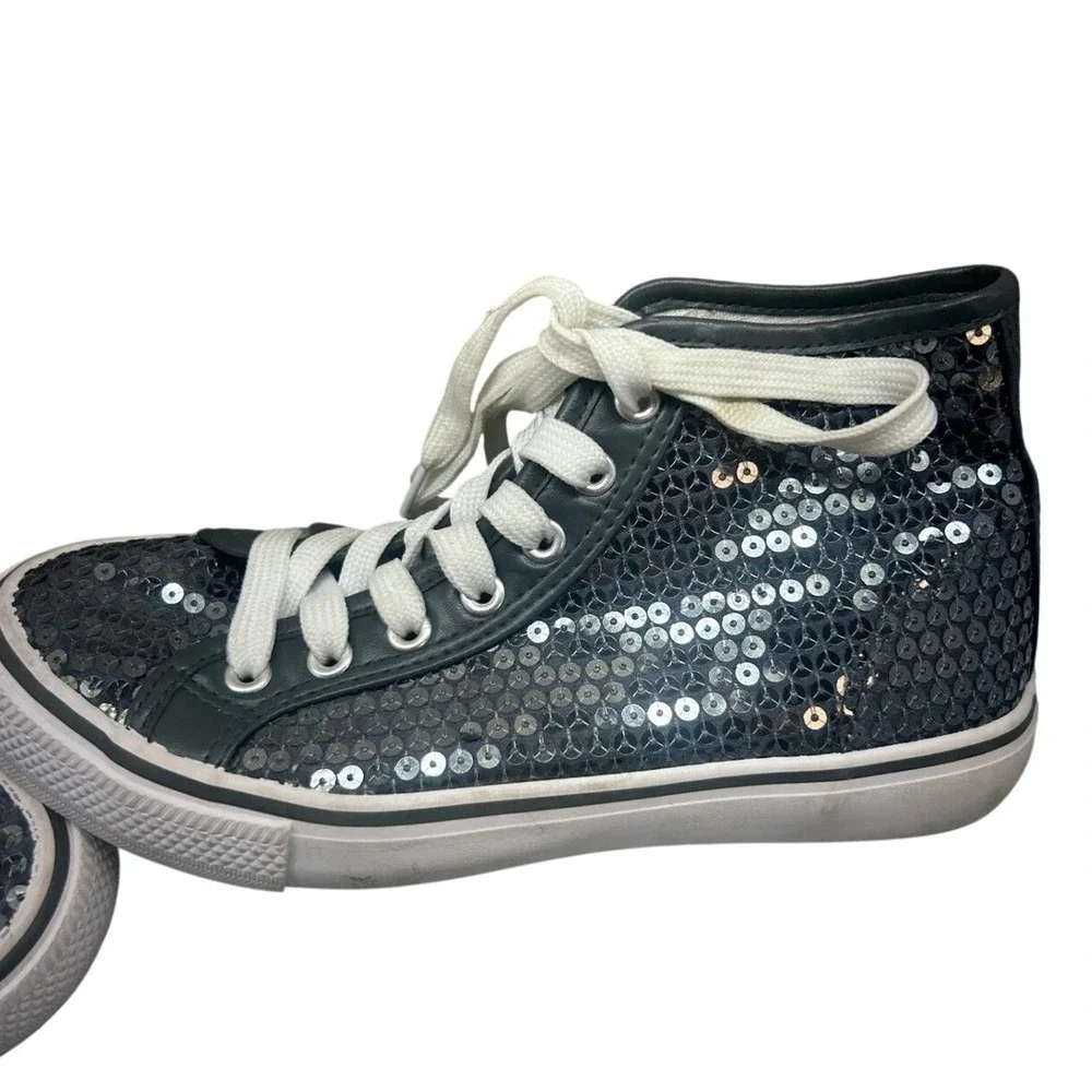 Balera Women's High‎ Top Sneakers Black Sequin Lace Up Dance Hip Hop Size 5